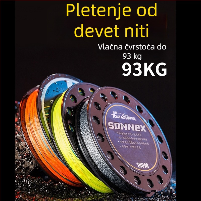 PE pleteni ribolovni konac, 100 m, 4- ili 8-žilni glavni konac s vodilom za mamce, morski ribolov