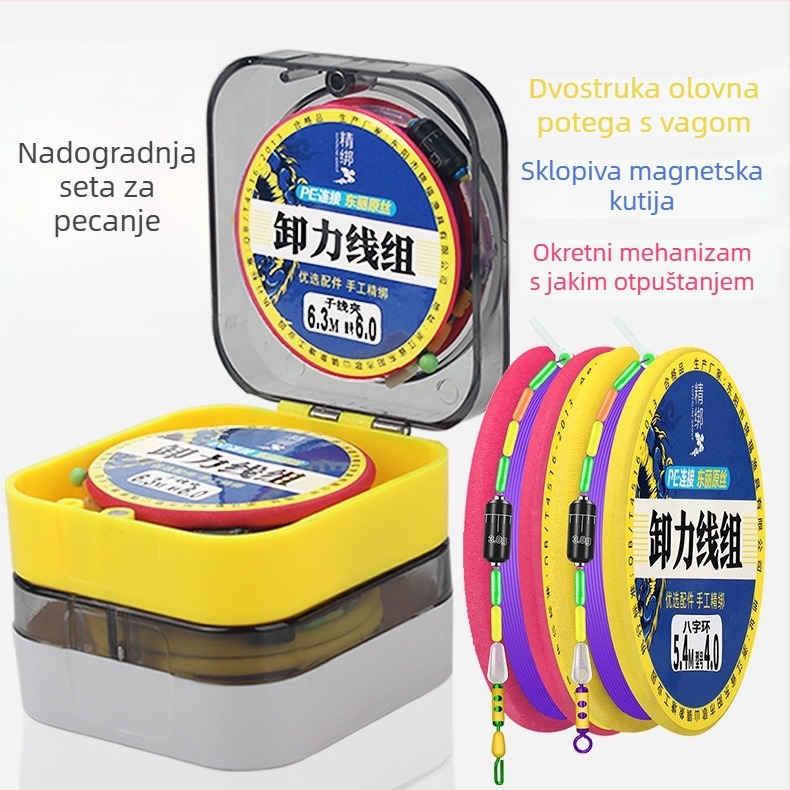 Jinfu najlon glavna linija s amortizacijskim okretom prstenom, komplet od 100 komada, za karpa i velike ribe