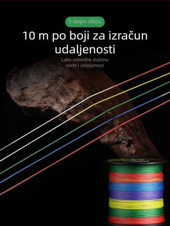 Haodun PE plietena linija za morski ribolov, 8‑vlakana, 500 m; 4‑vlakana linija protiv ujeda za mamce, 300 m; 10 m jednake boje rola