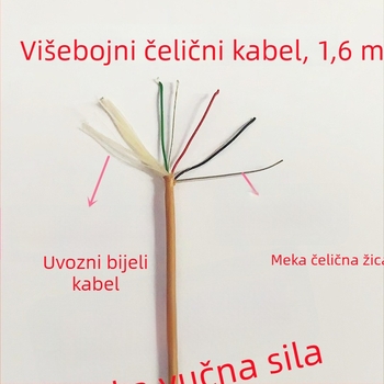 1,6 mm čelična ribolovna linija s četiri jezgre, bakreno jezgro s cinkovim premazom, bijela boja, nosivost 90 kg