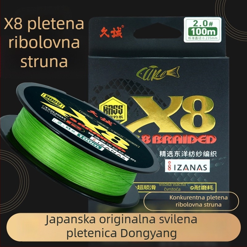 Jiucheng 8-žilna pletena PE linija, YGK stil, glatko premazana, dugi domet bacanja