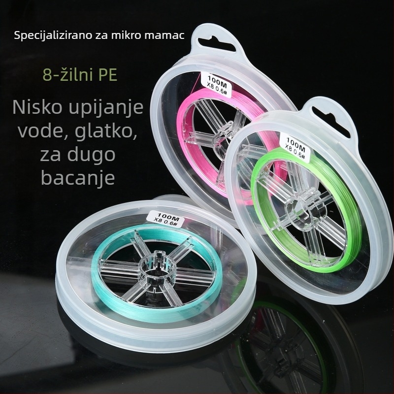 8‑nitna pletena PE linija za ledeni ribolov, promjer 0,4/0,6 mm, ultra tanka i snažna, dugačak domet bacanja