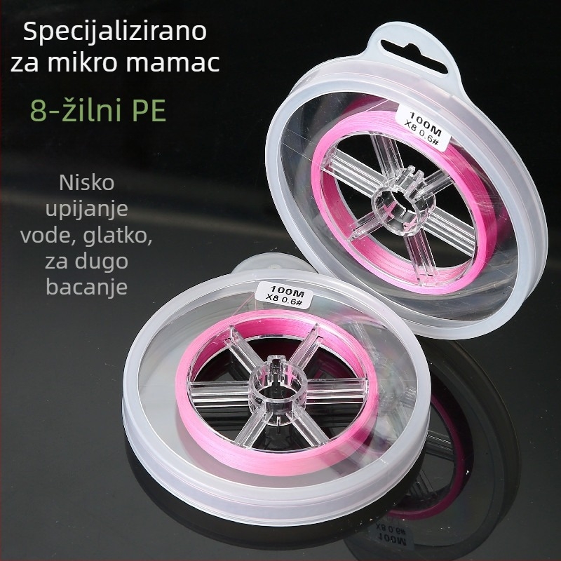 8‑nitna pletena PE linija za ledeni ribolov, promjer 0,4/0,6 mm, ultra tanka i snažna, dugačak domet bacanja