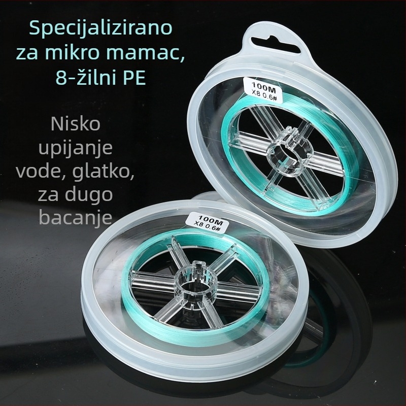 8‑nitna pletena PE linija za ledeni ribolov, promjer 0,4/0,6 mm, ultra tanka i snažna, dugačak domet bacanja