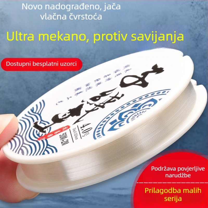 104 m najlonska ribolovna linija, izuzetno mekana, protiv zaplitanja, glavna linija i vodilica