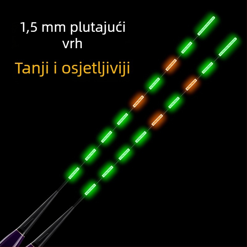 Svjetleća plovka za velike ribe s potpuno zelenim repom, mijenja boju, dnevno/noćna uporaba, elektronička plovka s tvrdim i mekanim repom