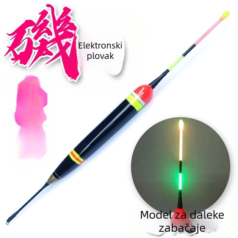 Elektronički svjetleći plovak za rock fishing, noćni ribolov na moru, kratki vertikalni dizajn, Sycamore Wood