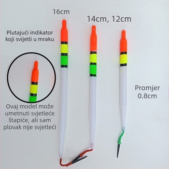 Plastični ribolovni plovak, grub, tradicionalan s velikom okruglom glavom, noćno svjetlo