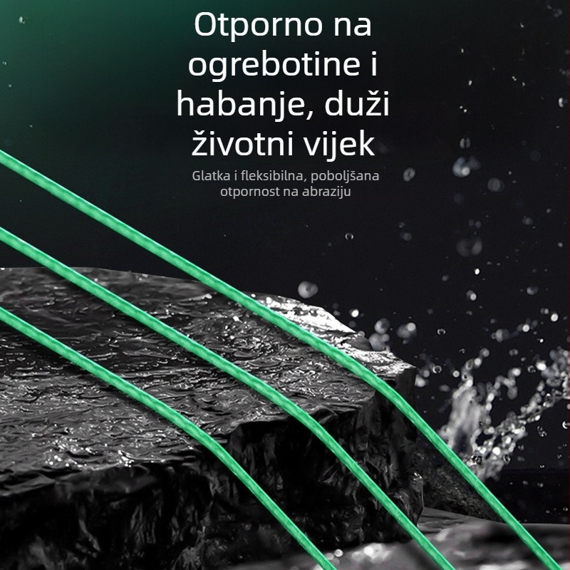 Tvornicki prilagođena četverostruka pletena ribolovna linija, 1000 m, PE, visoke čvrstoće, otporna na ugrize