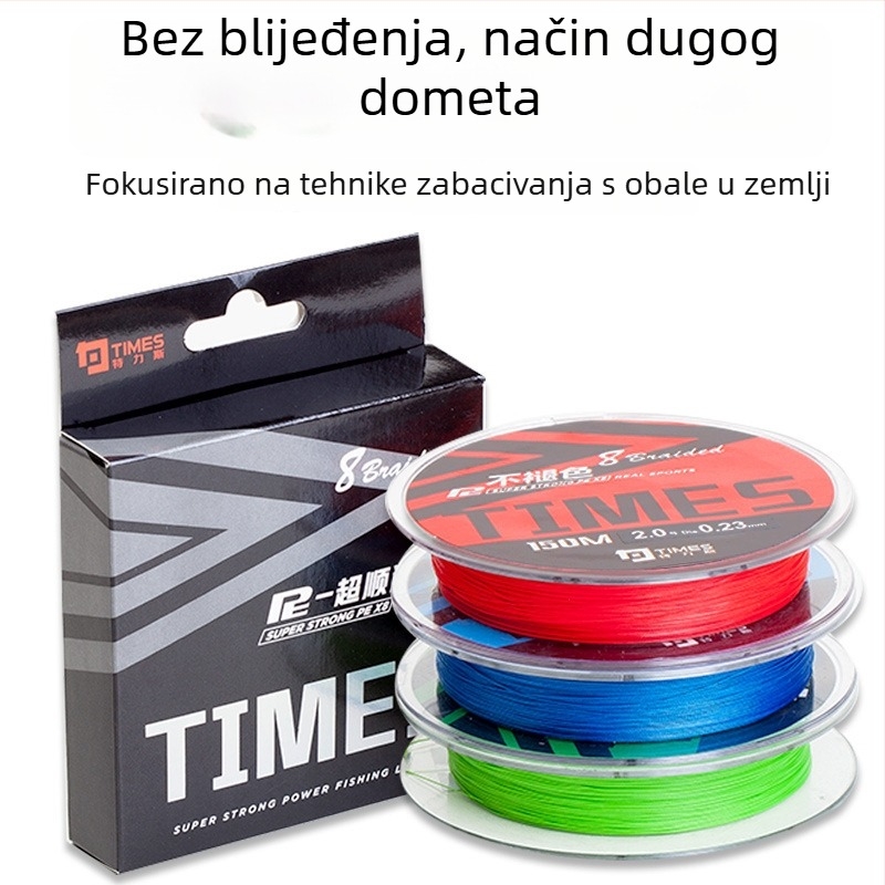 Luya osmerostruka PE pletena ribolovna linija za duga bacanja, profesionalne kvalitete, otporna na ugriz