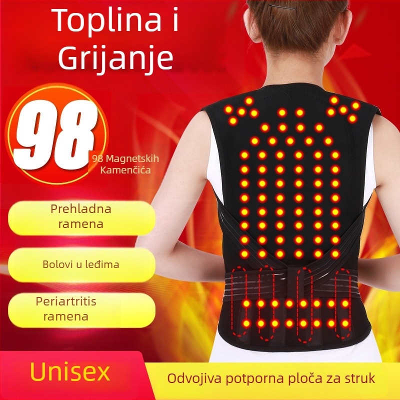 Unisex samozagrijavajuća majica za ramena s magnetskom terapijom za leđa, prsluk