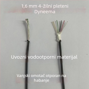 Glavna ribolovna linija, 1,6 mm, četiri vlakna pletene, unutarnji sloj, 5200D, PE, otpornost na napetost 100 kg