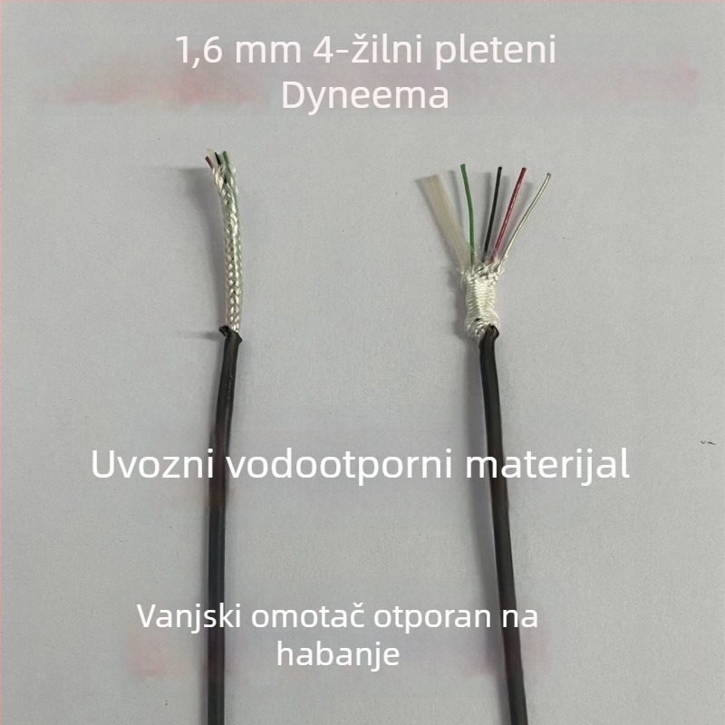 Glavna ribolovna linija, 1,6 mm, četiri vlakna pletene, unutarnji sloj, 5200D, PE, otpornost na napetost 100 kg