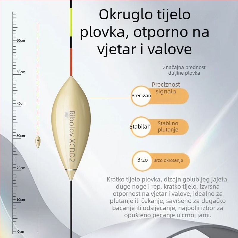Plovak u obliku golubijeg jajeta, otporan na vjetar i valove, protiv struje, nano-tanki rep za karpa i šarana