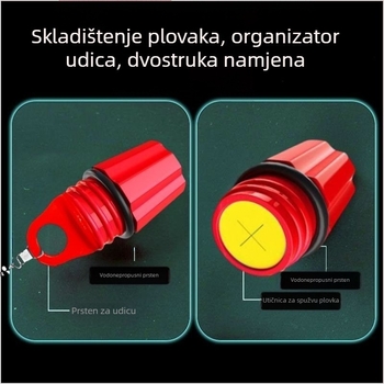 Sklopiva plutajuća cijev s pretincem za udice – cilindrična prijenosna kutija za plovke