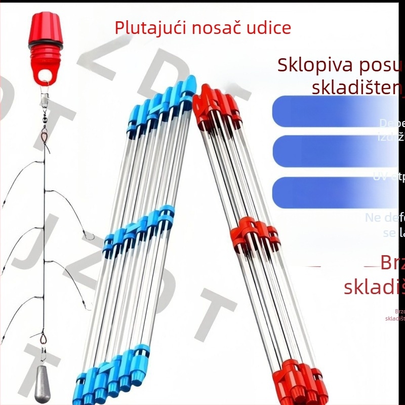 Sklopiva plutajuća cijev s pretincem za udice – cilindrična prijenosna kutija za plovke