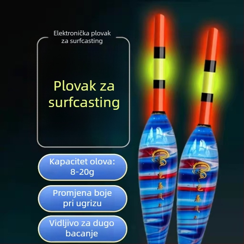 Plovak s promjenom boje, debeli tradicionalni svjetleći plovak za kameniti ribolov, visoka osjetljivost za velike ribe, plutajući plovak za varalice s visokom plutošću