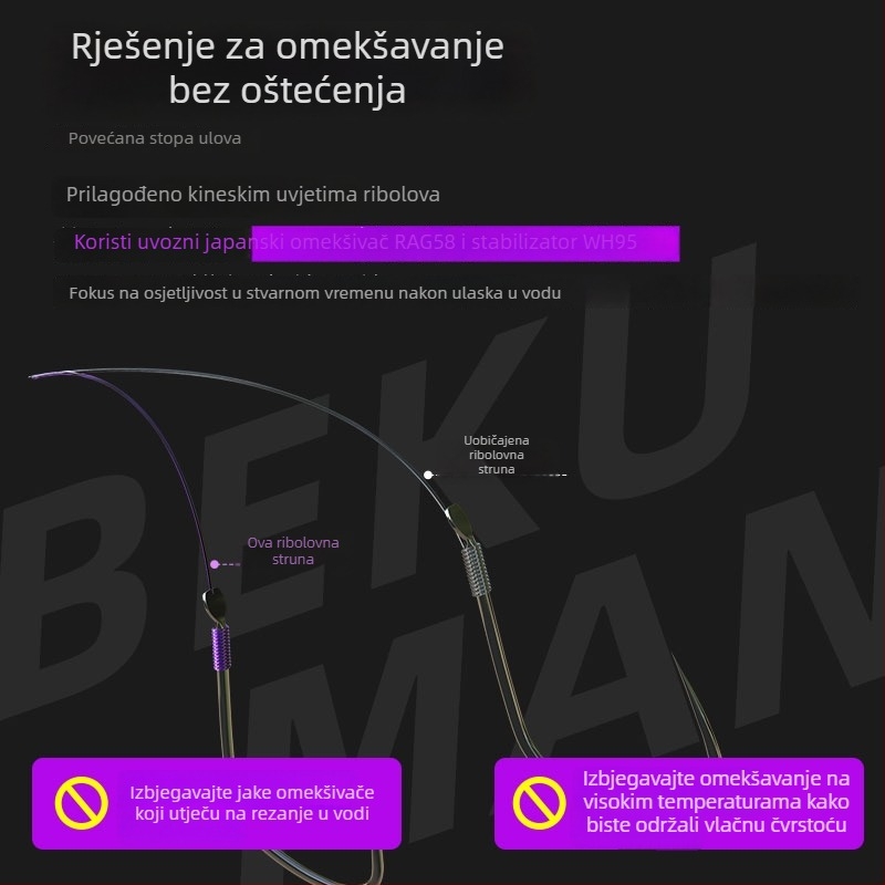 BKUMAN Glavna najlonska linija za ribolov, visoke čvrstoće, izuzetno mekana, otporna na trošenje i na ugriz
