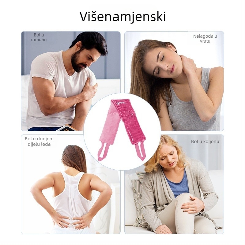 Ponovno upotrebljivi gel hladnjak s dugom ledenom trakom – toplina i hladno za rame i vrat, PVC gel kuglice