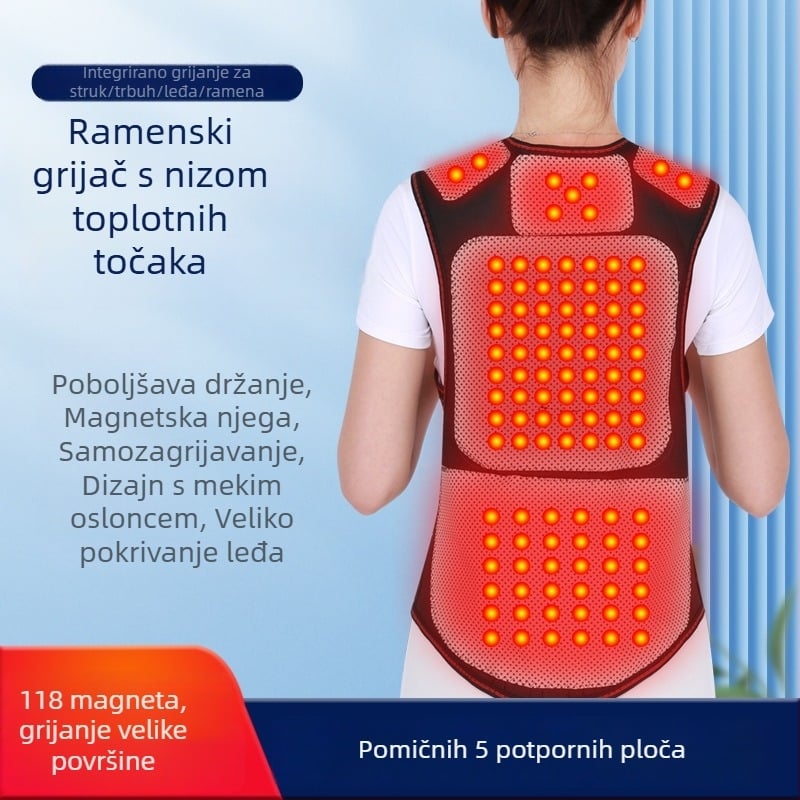 Samozagrijavajuće jastučiće za ramena s turmalinom – vest za leđa za odrasle