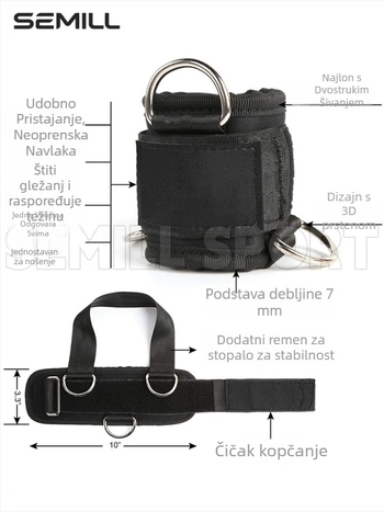 Kaišne trake za trening nogu i kukova, prilagodljiva podrška za fitness opremu