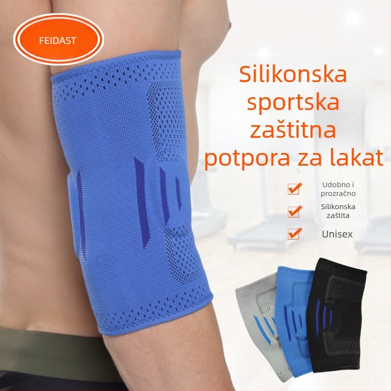 Silikonski pleteni lakatni zaštitnik za košarku, badminton i fitness, prozračan i upija znoj, tanak kompresijski dizajn
