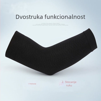 Bezšivni sportski rukav za podlakticu s zaštitom lakta, tan, ženski, upija znoj