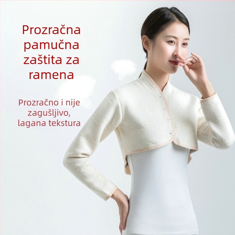 Pamukni grijač ramena s flis podstavom, toplina kroz četiri sezone za žene srednje dobi i starije, s dugim i kratkim rukavima
