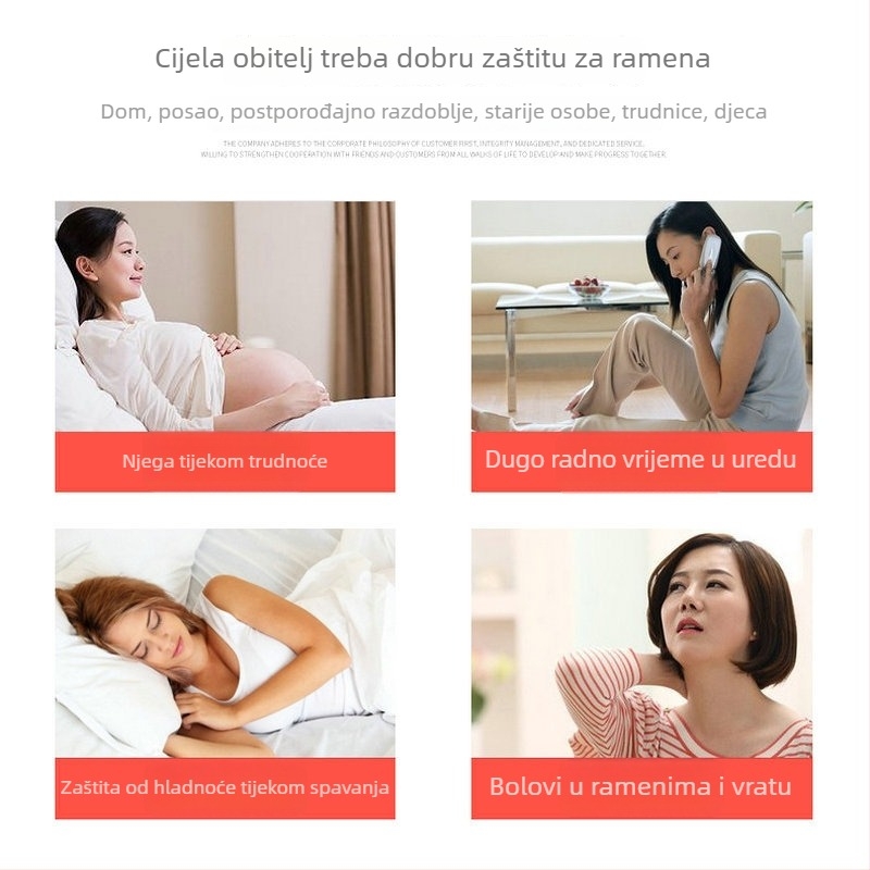 Pamukni grijač ramena s flis podstavom, toplina kroz četiri sezone za žene srednje dobi i starije, s dugim i kratkim rukavima