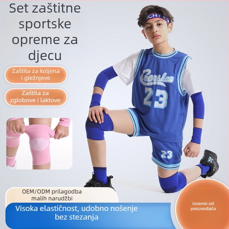 Dječji set zaštitnih jastučića za koljena, lakat, zapešće i gležanj za košarku i nogomet s toplom pjenom