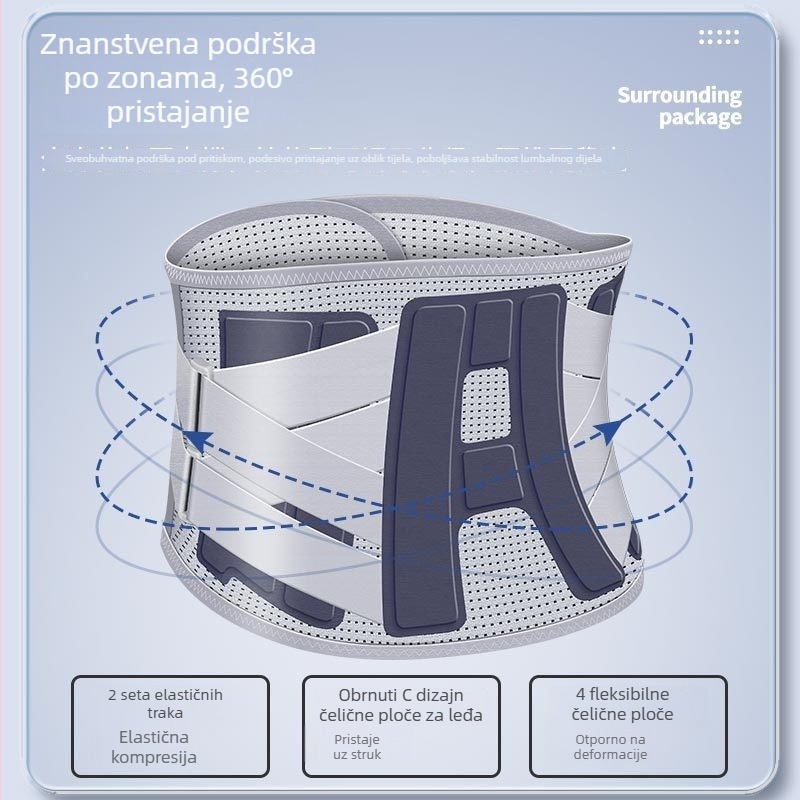 prozračna podrška za struk za sve sezone s čeličnom pločom, prilagodljiva, unisex