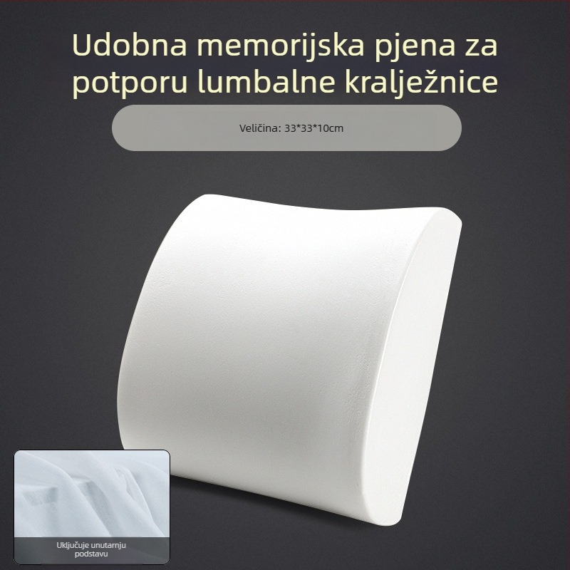 Jastučić za lumbalnu potporu od memorijske pjene za dulje sjedenje, pogodna za auto i stol, udobna potpora struka
