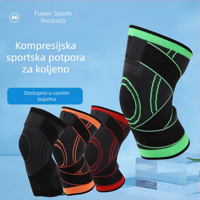 Kompresijska sportska koljena zaštita s trakama, protuklizna, za košarku, trčanje, biciklizam i planinarenje