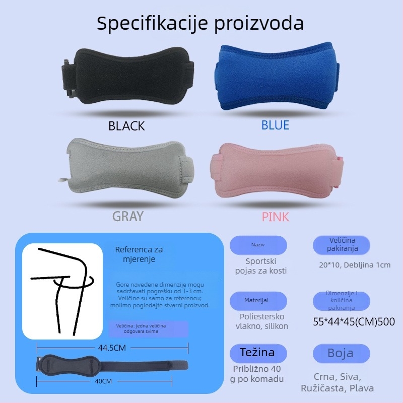 Silikonski kompresivni koljeni pojas s podrškom patelle – za trčanje, badminton, vožnju biciklom i planinarenje, apsorpciju udara