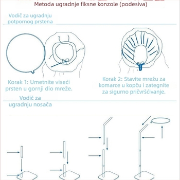 Podna mreža za zaštitu od komaraca za dječji krevetić, teleskopska i podesiva osnova, četiri razine podešavanja, bijela