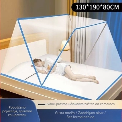 Sk lopiva mreža protiv komaraca za jednokrevetni krevet, s punim pokrivanjem, prijenosna za spavaću sobu ili dom studenata