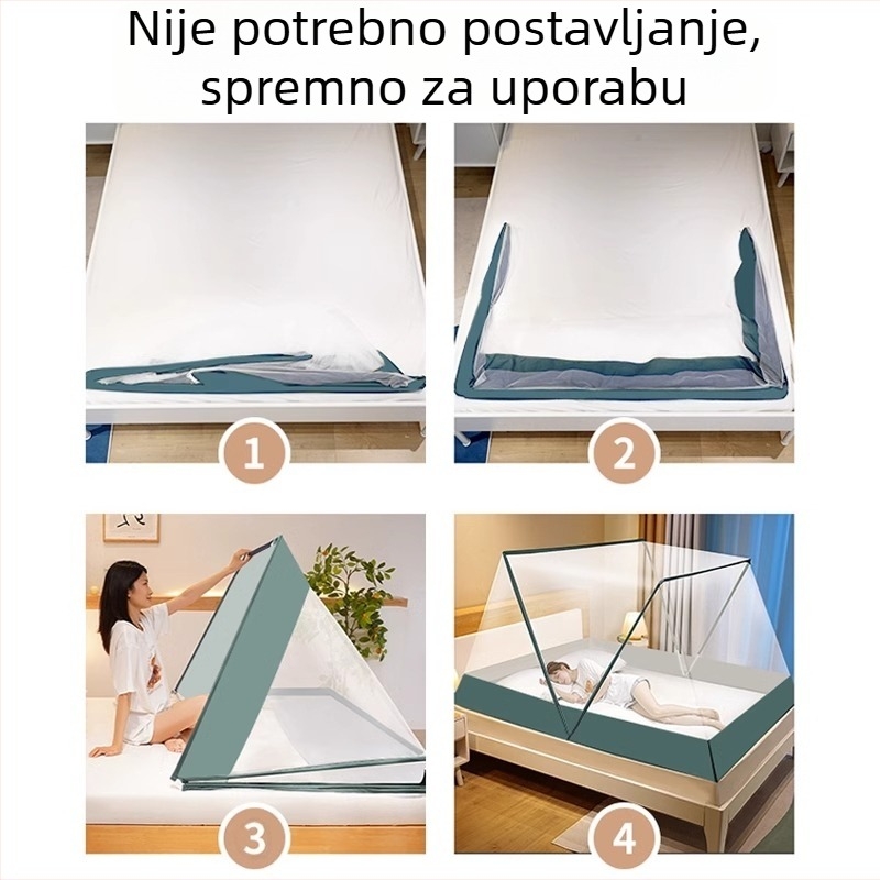 Prozirna sklopiva mreža protiv komaraca za studentski dom, krevet na kat, bez montaže