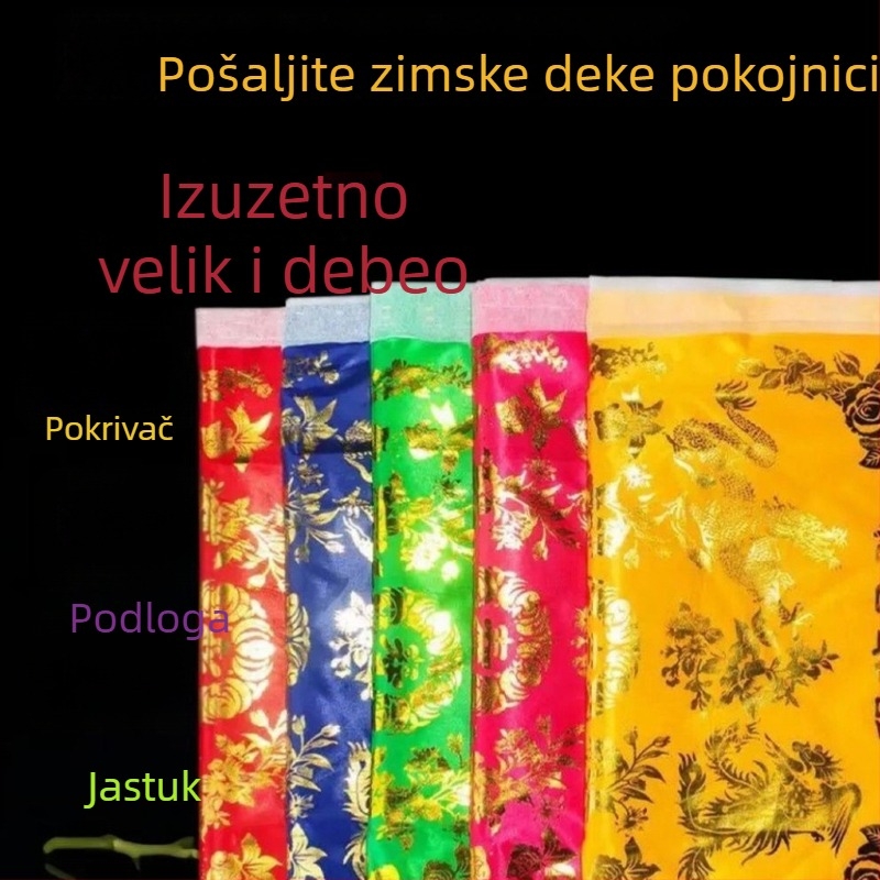 Set svilenog pokrivača s motivom zmaja i feniksa, debeo, XL veličine, za obrede predaka