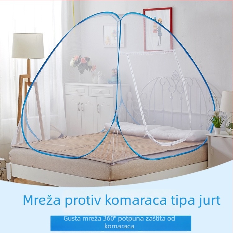 Mreža protiv komaraca u stilu jurte za kućnu spavaću sobu i studentski dom, bez ugradnje, sklopa sa zip zatvaračem