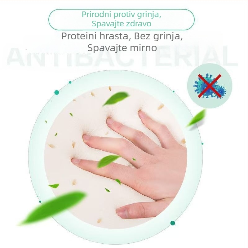 Jastuk od prirodnog lateksa za potporu vrata, s navlakom od pamuka, sadržaj lateksa 90% i više, pogodan za djecu i odrasle