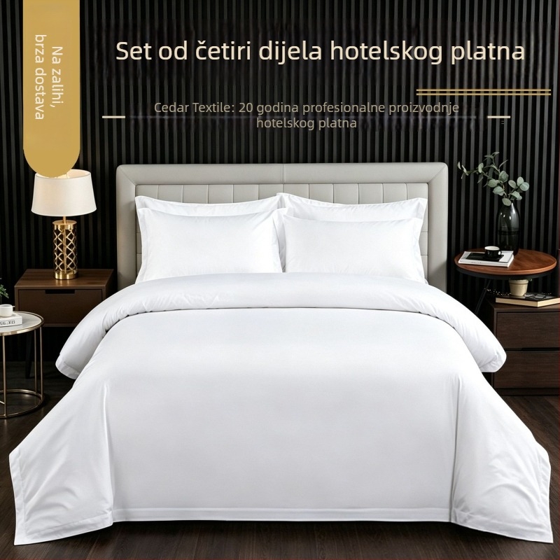 Hotelska posteljina od satena, hotelske kvalitete, četverodijelni set, dugotrajni pamuk, 80s broj vlakana