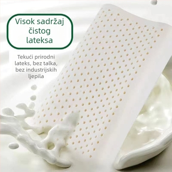 Jastuk od prirodnog lateksa s potporom za vrat, pravokutnog oblika, navlaka od bambusovih vlakana, sadržaj lateksa 90%+, visina 10–15 cm, težina 0,5–1,0 kg