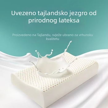 Jastuk od prirodnog lateksa s potporom za vrat, pravokutnog oblika, navlaka od bambusovih vlakana, sadržaj lateksa 90%+, visina 10–15 cm, težina 0,5–1,0 kg