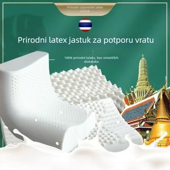 Jastuk od prirodnog lateksa s potporom za vrat, pravokutnog oblika, navlaka od bambusovih vlakana, sadržaj lateksa 90%+, visina 10–15 cm, težina 0,5–1,0 kg