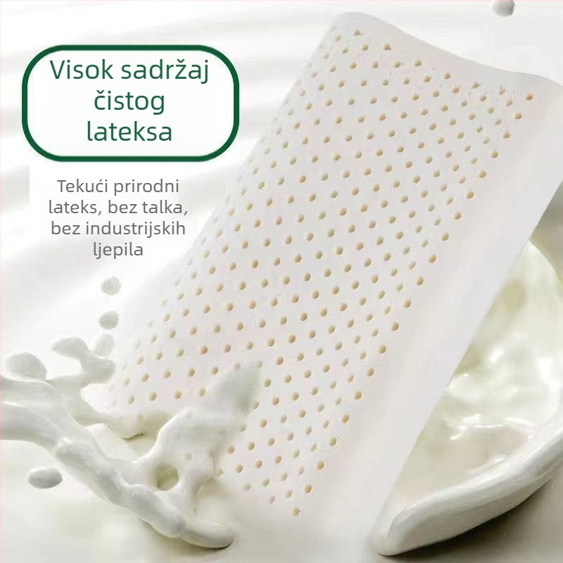 Jastuk od prirodnog lateksa s potporom za vrat, pravokutnog oblika, navlaka od bambusovih vlakana, sadržaj lateksa 90%+, visina 10–15 cm, težina 0,5–1,0 kg
