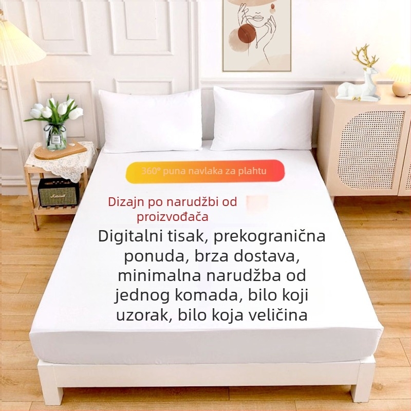 Prilagođena plahta s digitalnim otiskom, brušena tkanina, protuklizna zaštitna navlaka za madrac, nordijski stil