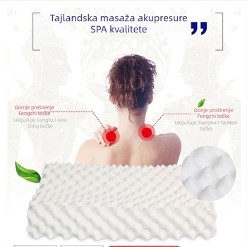 Lateksni jastuk za vrat za odrasle, prozračni pravokutni jastuk s prirodnim lateksom, sadržaj lateksa 80–90%, visina jezgre 5–10 cm, težina 0,5–1,0 kg
