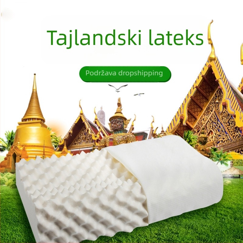 Lateksni jastuk za vrat za odrasle, prozračni pravokutni jastuk s prirodnim lateksom, sadržaj lateksa 80–90%, visina jezgre 5–10 cm, težina 0,5–1,0 kg