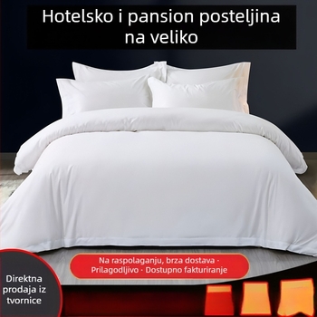 Qin Xinyu Hotelski set posteljine, četiri komada, od čiste pamuka, satenski 60s, s ušivenim logom