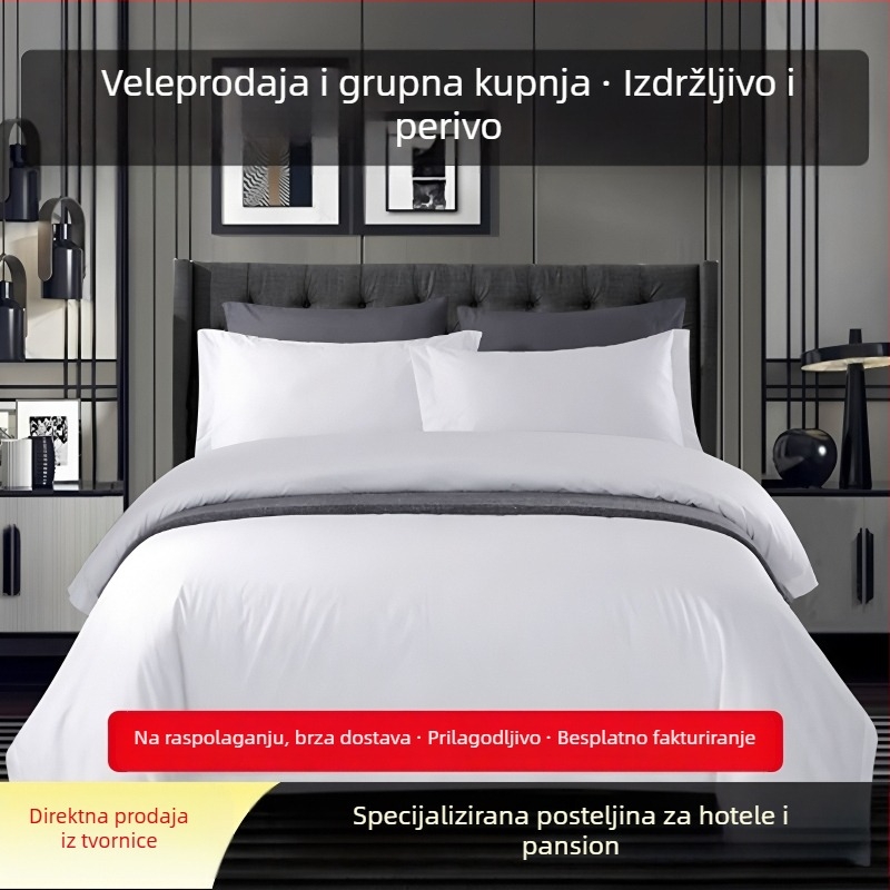 Qin Xinyu Hotelski set posteljine, četiri komada, od čiste pamuka, satenski 60s, s ušivenim logom